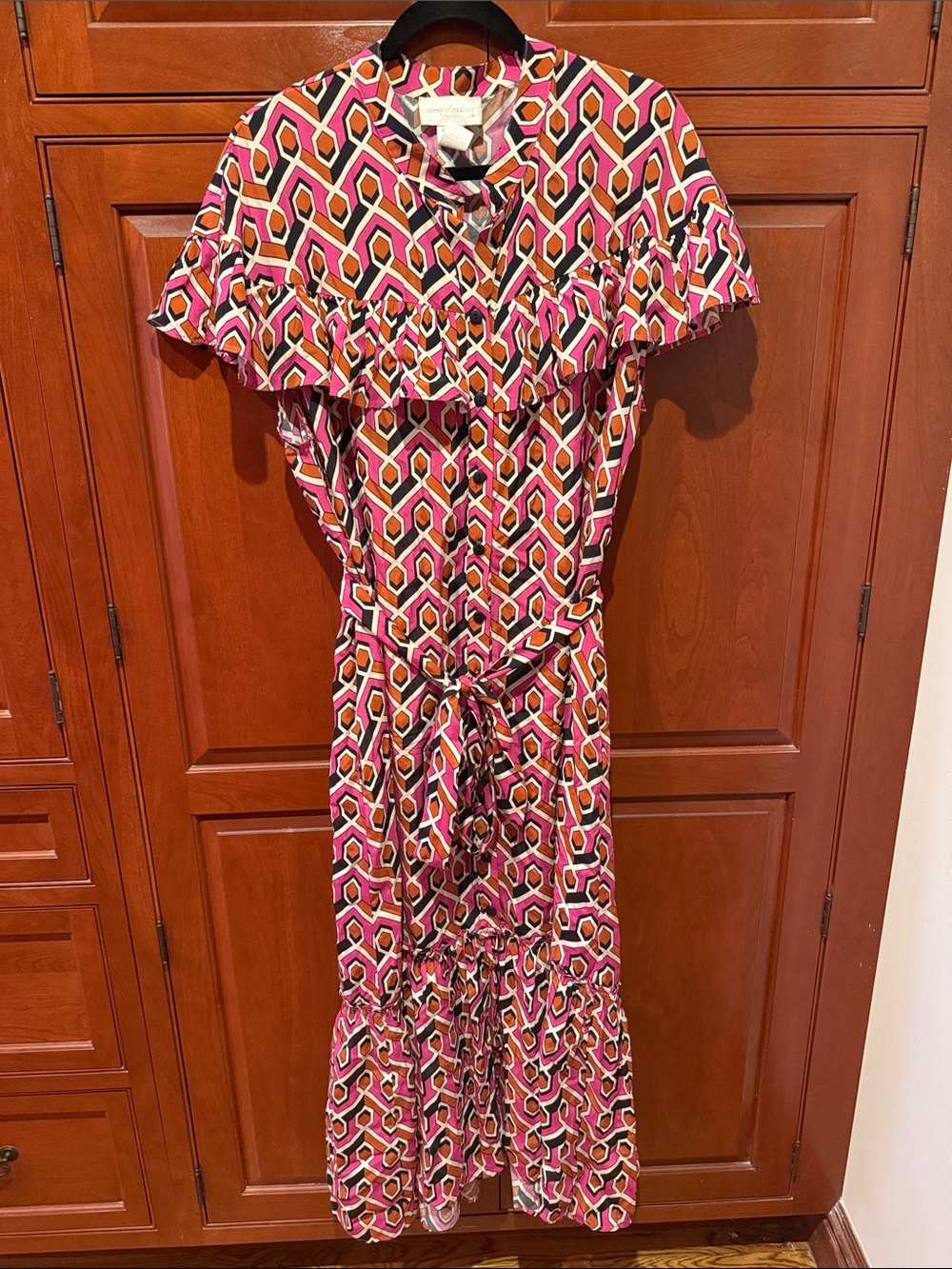 Anthropologie Coreylynncarter Geometric Printed Pink Dress